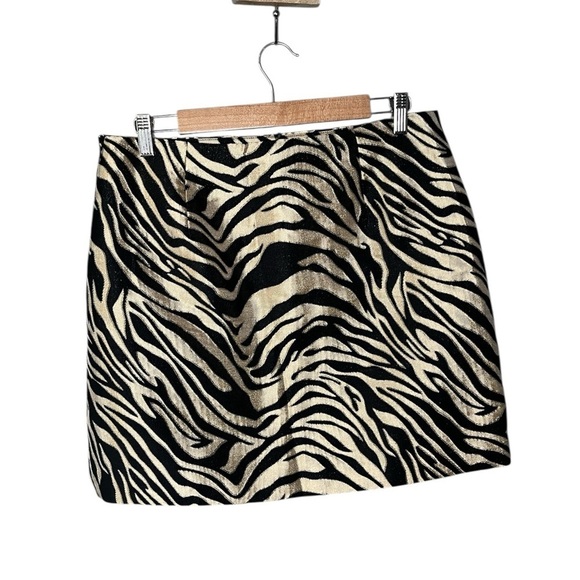 NWT Banana Republic Eclat Brocade Mini Skirt Metallic Gold Zebra - Picture 4 of 12